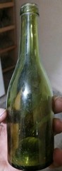 Antique Wine Bottle Green Glass Beautiful Vintage Shaped For Decor, Collectibles