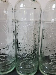 Lot of 3 Glass Grape Vine Wine Bottles Made in Spain 1 Liter Good Condition