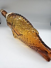 Vtg Amber Fish Wine Bottle With Original Label Augusto & F.lli Borghini Italy