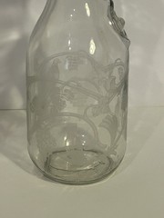 Norman Kosarin Wine Decanter Etched Doves Grapes Vines Birds Glass 9.75&Prime; H NICE