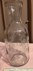 Vintage Paul Masson Since 1852 ~ 36 oz Glass Carafe Decanter Grape Leaf Design