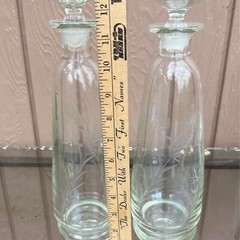 Vintage Glass Wine/Liquor Bottles (pair)