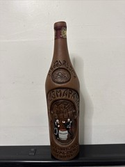 Kindzmarauli Georgian Ceramic Clay Red Wine Bottle w/ 3D Design Approx 13” Tall