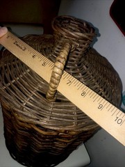 Vintage French Demijohn Wine Bottle Holder Wicker Rattan, 15” Tall