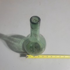 Antique Vtg. Hand Blown Wine Bottle Torpedo Round Bottom Green Glass 10 1/2” tal