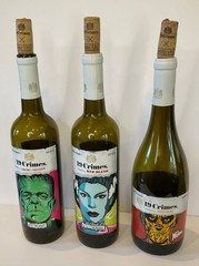 19 Crimes The Mummy Frankenstein Bride of EMPTY Wine Bottles Lot Of 3 With Corks