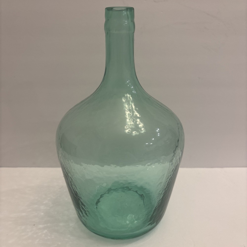 Vintage Demijohn Half Gallon Bottle Wine Jug 10&Prime; Green Glass