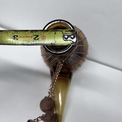 Vintage 10 1/4” Amber Glass Wine Decanter W Spout Rattan Trim & Wood Stopper