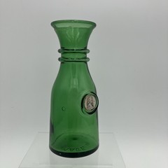 Vintage Italian Emerald Green Glass Serving Container Roman Cameo Made in Italy