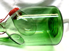 Vintage Hand Blown Green Glass Wine Decanter With Ice Chamber