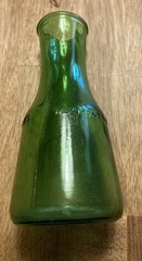 Vintage M LAMONT VINEYARDS 2/5 Pint Green Glass Empty Wine Cruets Bottles.