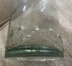 Vintage Pressed Glass Bottle Made in Spain – Water or Wine – Floral Motif (12”)