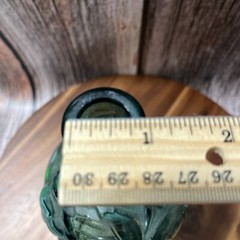 Clear Blue Green Grape Vineyard Design Wine Bottle 9” tall Rare Vintage