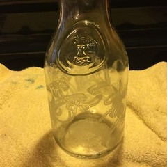 ETCHED CLEAR GLASS 1989 NORMAN KOSARIN WINE WATER CARAFE PAUL MASON VINYARDS