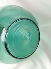 Green Glass Demijohn Carboy Bottle 15&Prime; Wrapped Neck Wine Decor Machine Made