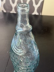 Vtg Italian Fish Shaped Wine Bottle 13.5” Glass Beach Nautical