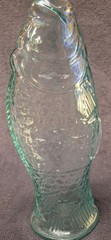 Vintage Italian Fish Shaped Green/Blue Glass Wine Bottle 13.5” Pescevino Beach
