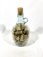 Vintage 1.5 Liter Glass Wine Jug Filled With Corks