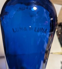 Vintage Cobalt Blue Luna 01 wine bottle VG