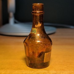 Vintage Labeled Amber Benedictine Sample Wine Bottle Bande New York Liquor
