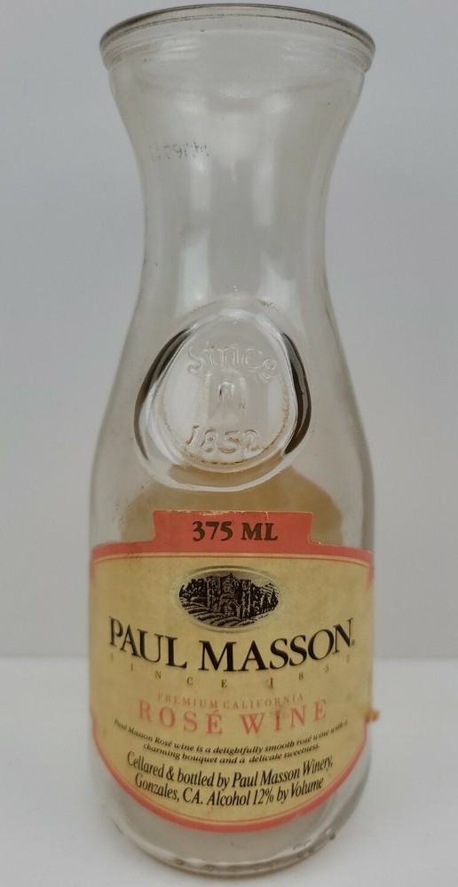 No Lid California Rose Wine Paul Masson Rare Premium Wine Bottle Label Vintage