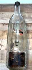 Vintage London Red Wine Glass Bottle With Handle & Embossed Pattern