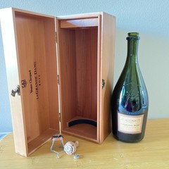 Empty 1989 Veuve Clicquot La Grande Dame Rose Bottle Wood Box Cork Wire Cage Set