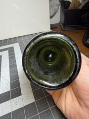 Vintage Early 1900&rsquo;s Hand Blown Green Wine Bottle with Deep Punt 9 Inches Tall