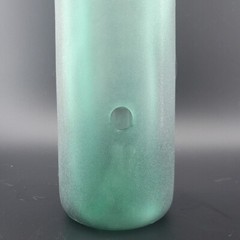 Frosted Green Glass Bottle Bong w/ Lucky Buddha Etched & Hole in Back 12&Prime;inx3&Prime;in