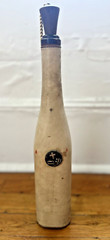 Vintage Leather Wrapped Wine Bottle With Stopper Made In Italy Retro Crest
