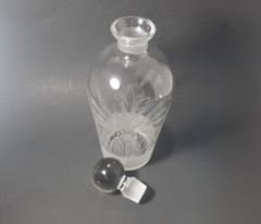 Vintage Etched Crystal Glass Bottle Wine Decamter