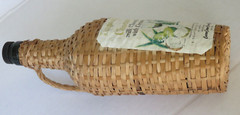 DEMIJOHN WICKER BOTTLE 4/5 QT GREEN WITH HANDLE CHOCOCO ST. CROIX VIRGIN ISLANDS