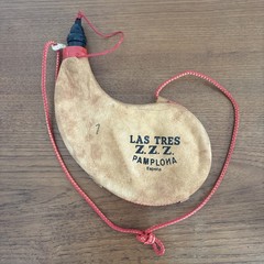 Las Tres Z.Z.Z. Pamplona España Canteen Handmade Curved Goat Leather 1 Liter