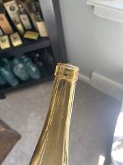 Large Vintage Yellow Hocking Wine Bottle Early Antique Rare Color