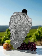 Bunch Cluster Grapes Clear Glass 6-1/2&Prime; Wine Bottle w Plastic Screw Top Turkey