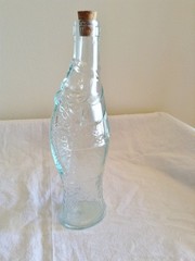 Vtg Empty Italian Fish Shaped Wine Bottle 10” Grn Pescevino Glass Beach Nautical