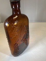 Antique 1930’s? Amber/Brown Embossed Grape Pint Wine Bottle