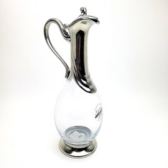 Rare Crystal & Pewter Wine Decanter Le Maison de L&rsquo;Etain Hand Blown Italy 1L