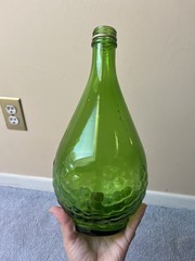cute 🍇 vintage green glass half gallon wine bottle w/ embossed grapes vines