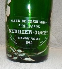 Vintage 1982 Perrier Jouet Special Reserve Hand Painted Empty Champagne Bottle