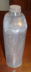 Vintage One Half Gallon Owens-Illinois Ribbed Clear Glass marked WINE with cap