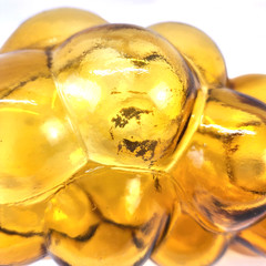 Amber Chianti Bottle Shaped Like Bunch Of Grapes From 1970s Hand Blown 12&Prime; long