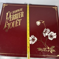 Perrier Jouet Box Champagne 1985 EMPTY Bottle/Cork 4 Hand Painted Glass Flutes
