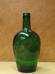 This green glass demijohn bottle