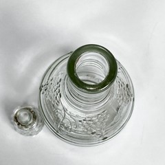 Vintage 4/5 Quart Glass Bottle Decanter 8&Prime; tall Grapes & Leaves Design w/ Top