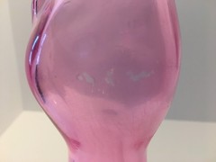 Pink Glass Cat Shaped Wine Bottle Empty 2006