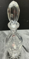Vintage Cut Floral Etched Crystal Liquor Bottle with Stopper