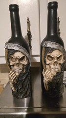 Halloween Decor Grim Reaper Wine Bottle Candle Holders.