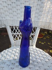 Mosseland Cobalt Blue Figural Glass Cat Shaped Wine Bottle 13&Prime;