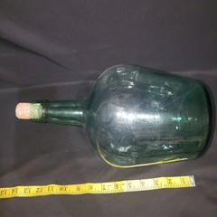 Vintage French Viresa Bottle Demijohn Wine Jug Spain 12&Prime; Green Glass